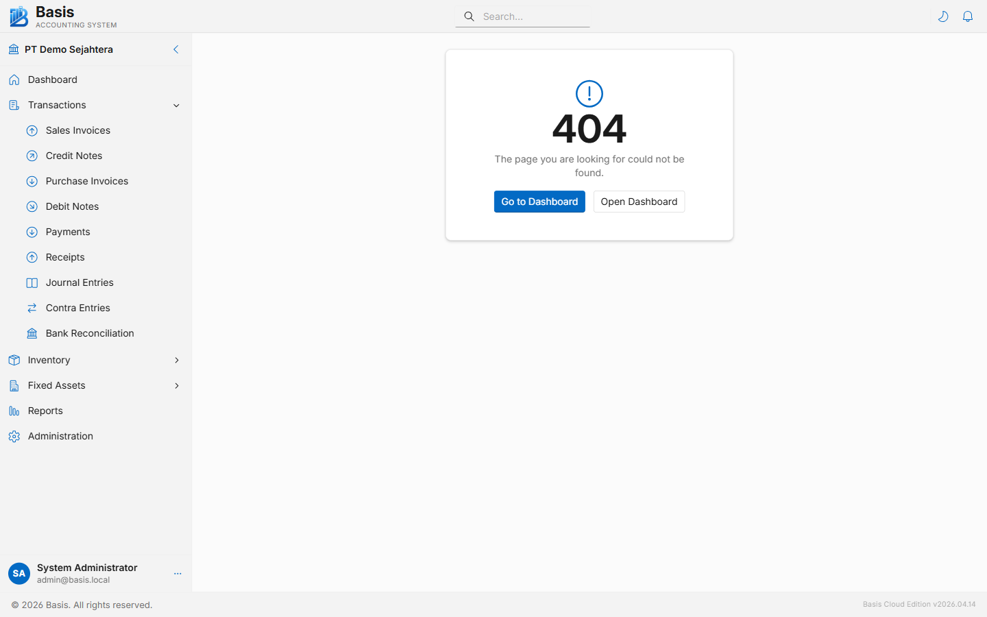 Chart of accounts form