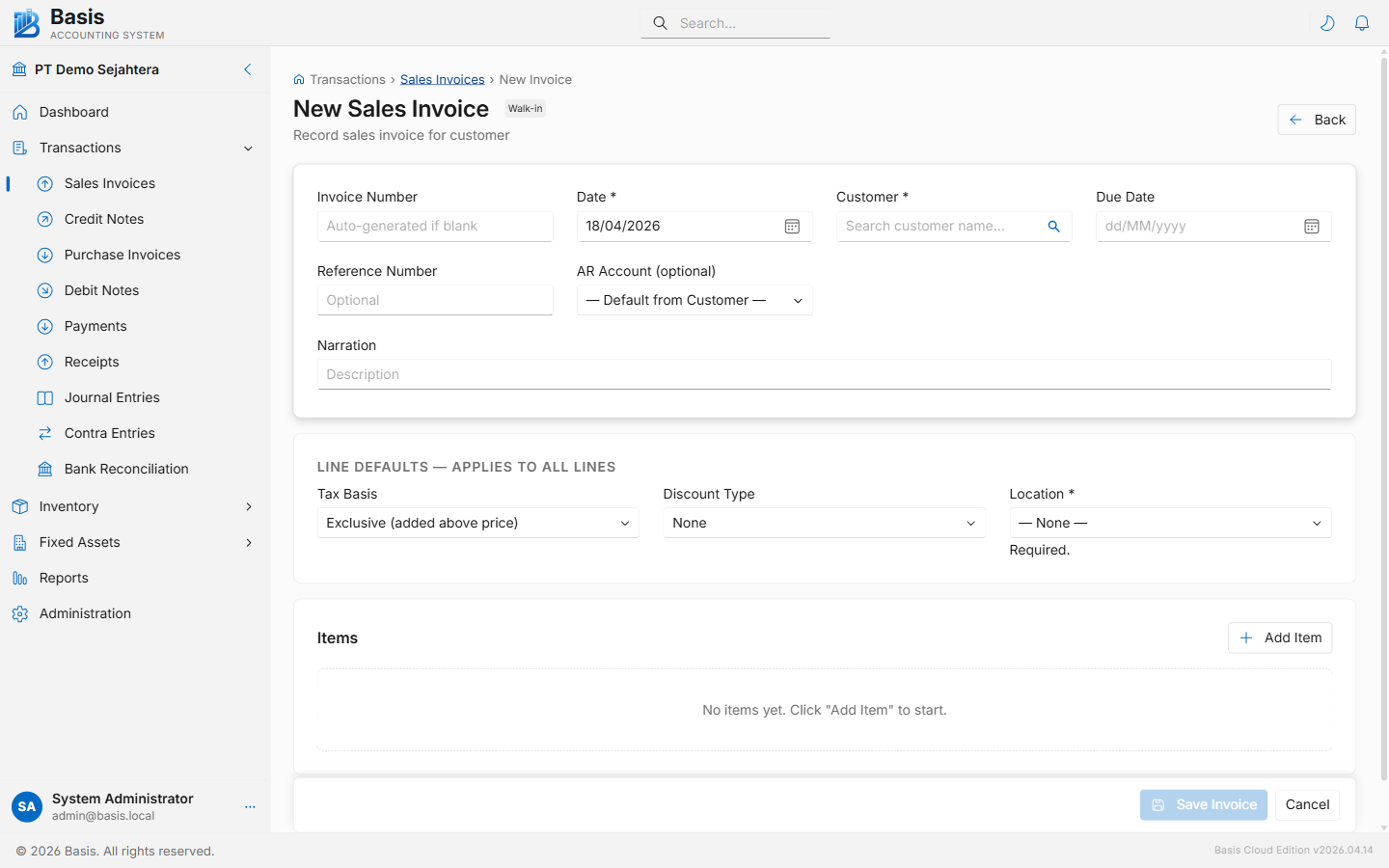 Getting started first invoice